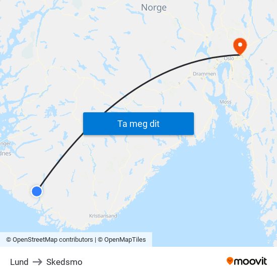 Lund to Skedsmo map