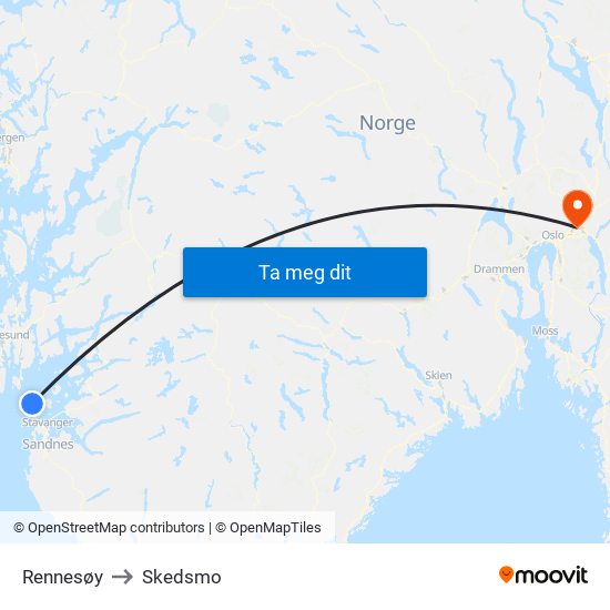 Rennesøy to Skedsmo map