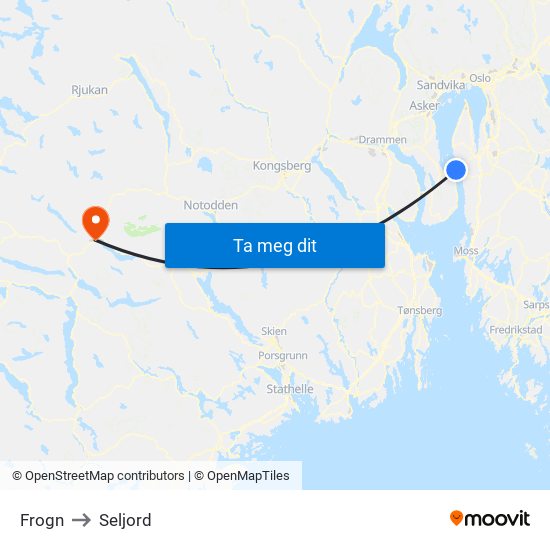 Frogn to Seljord map