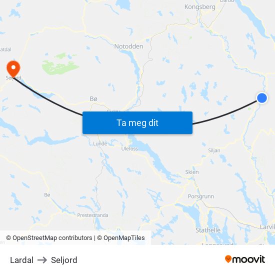 Lardal to Lardal map