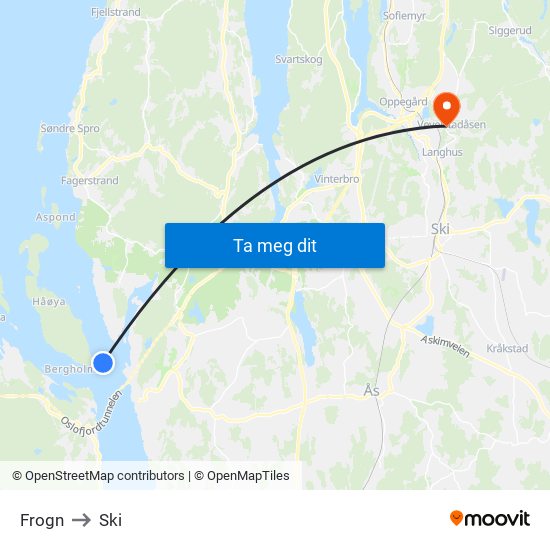 Frogn to Ski map