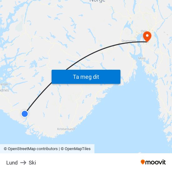 Lund to Ski map