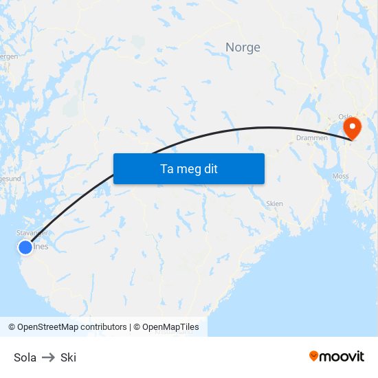 Sola to Ski map