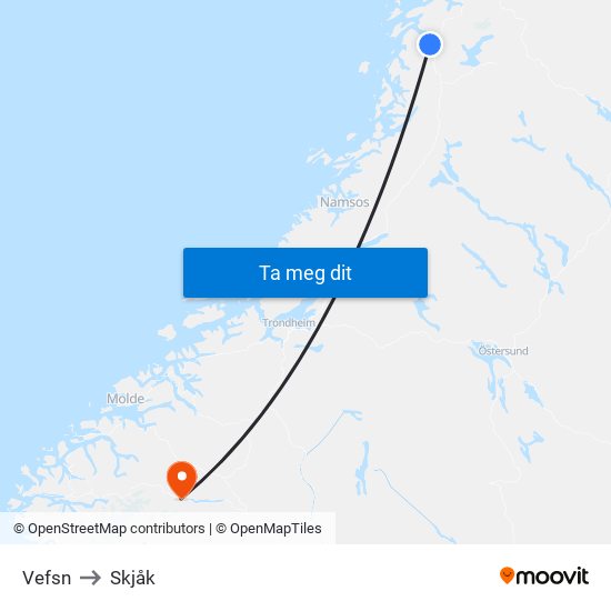 Vefsn to Skjåk map