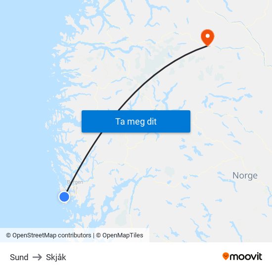 Sund to Skjåk map