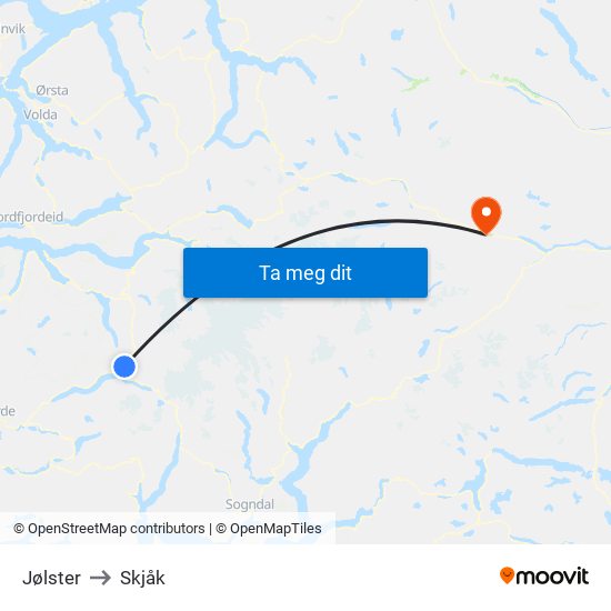 Jølster to Skjåk map