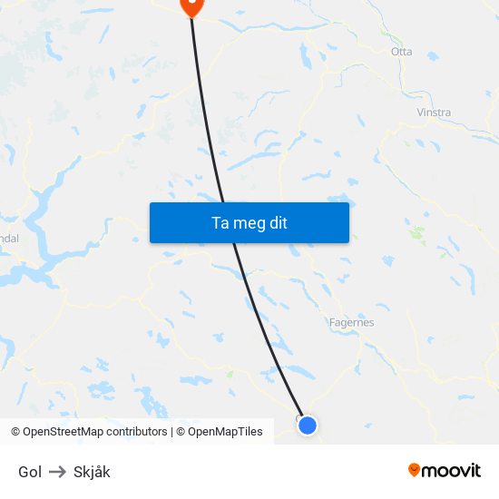 Gol to Skjåk map