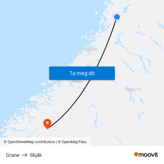 Grane to Skjåk map