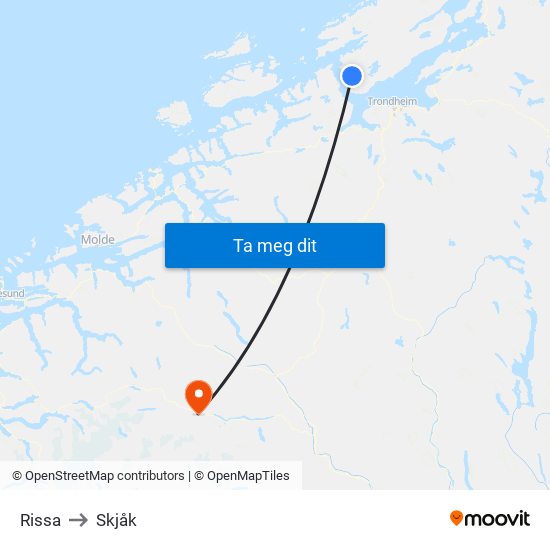 Rissa to Skjåk map