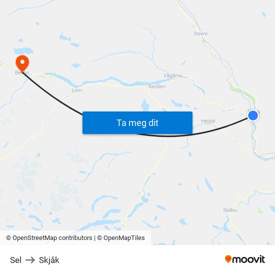 Sel to Skjåk map