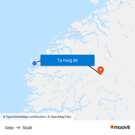 Selje to Skjåk map