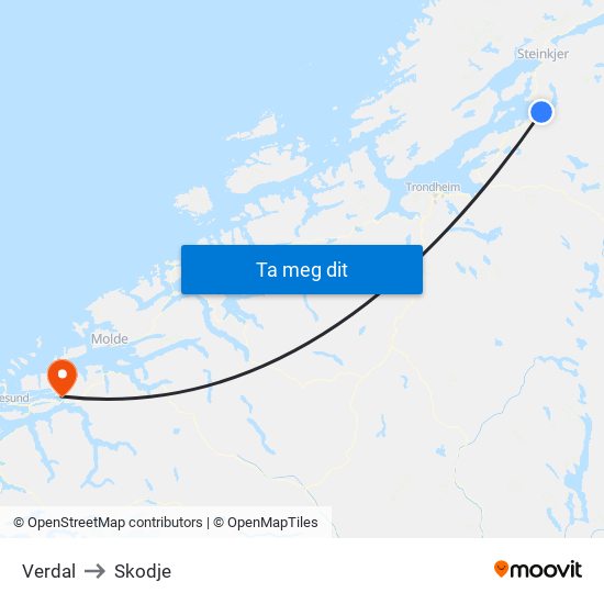 Verdal to Skodje map