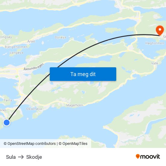 Sula to Skodje map