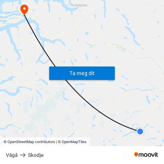 Vågå to Skodje map