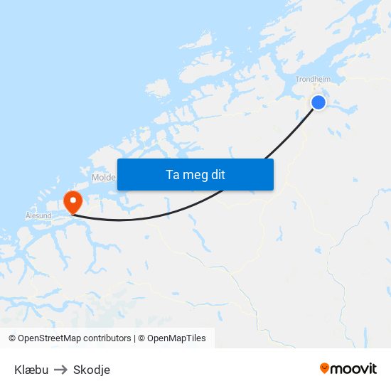 Klæbu to Skodje map