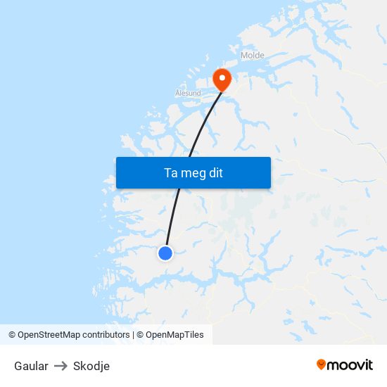 Gaular to Skodje map