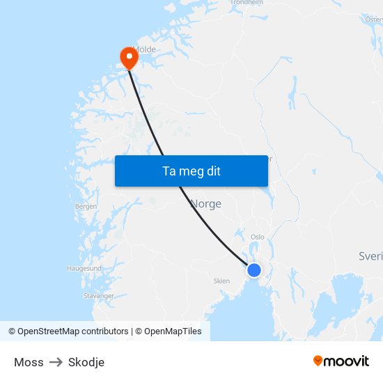 Moss to Skodje map