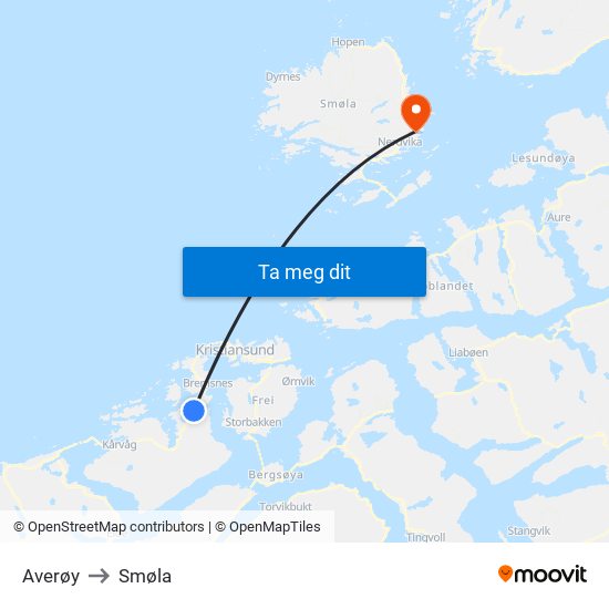 Averøy to Smøla map