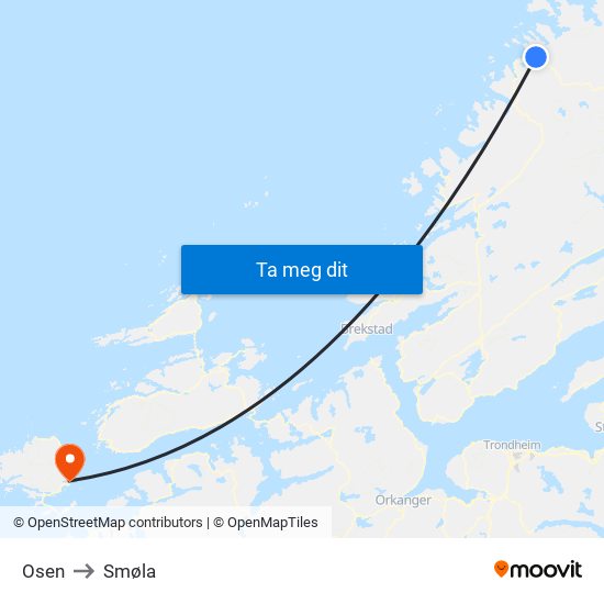 Osen to Smøla map