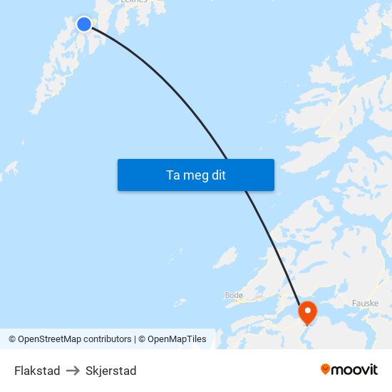 Flakstad to Skjerstad map