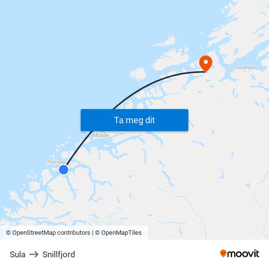 Sula to Snillfjord map