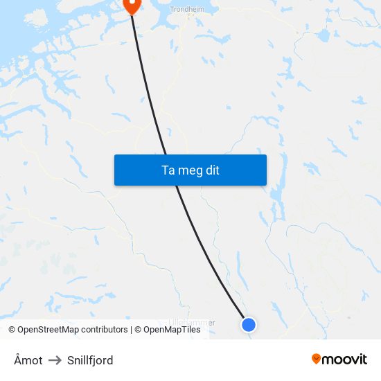 Åmot to Snillfjord map