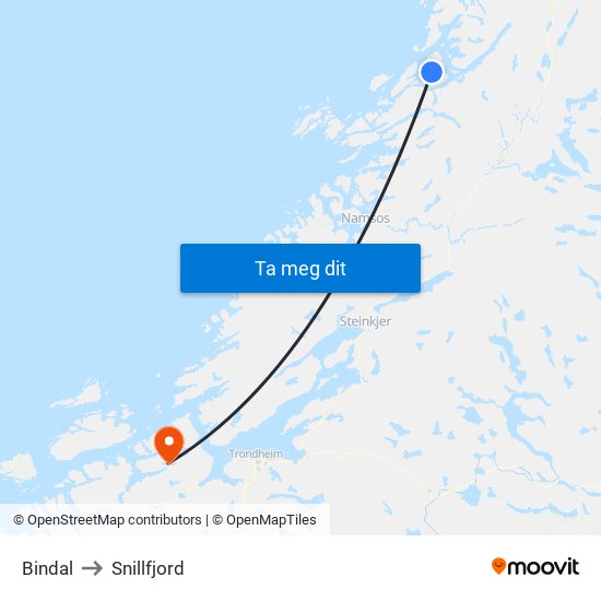 Bindal to Snillfjord map