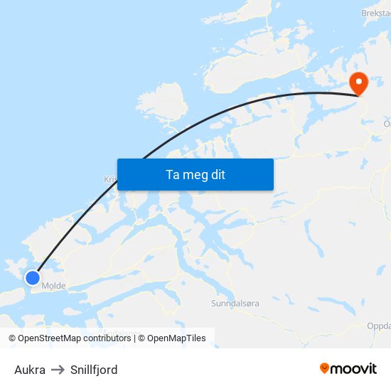 Aukra to Snillfjord map