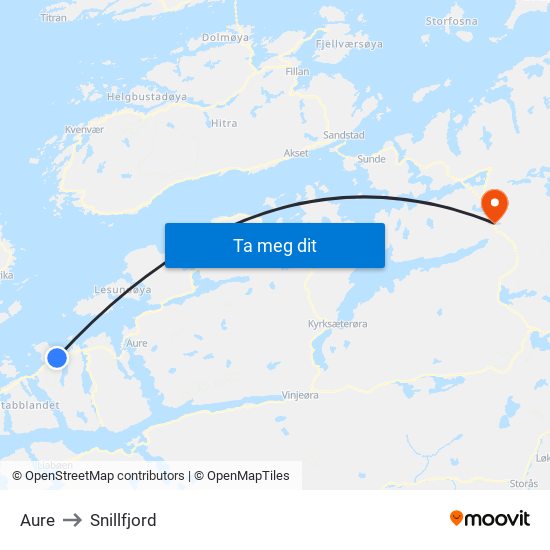 Aure to Snillfjord map