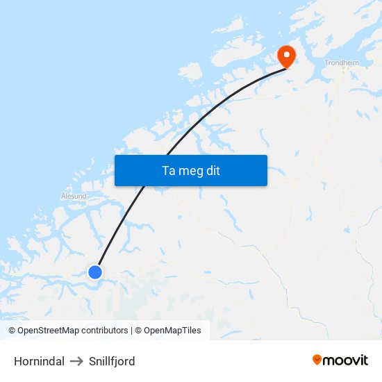 Hornindal to Snillfjord map
