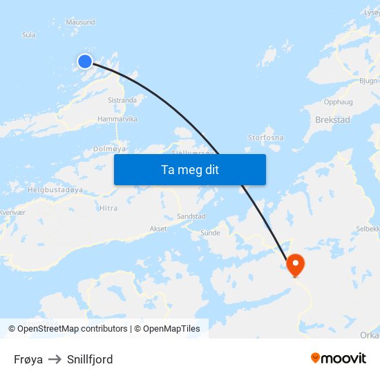 Frøya to Snillfjord map