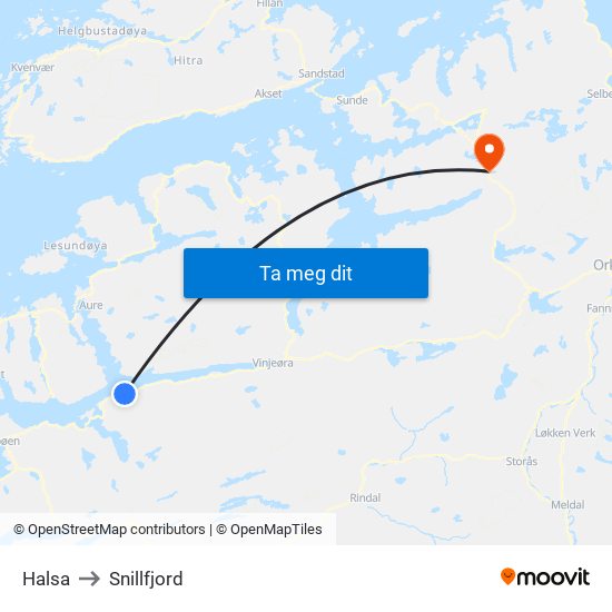 Halsa to Snillfjord map