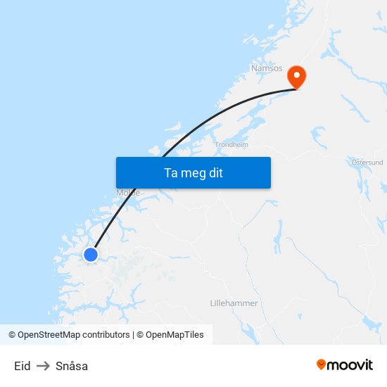 Eid to Snåsa map