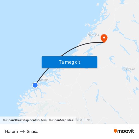 Haram to Snåsa map
