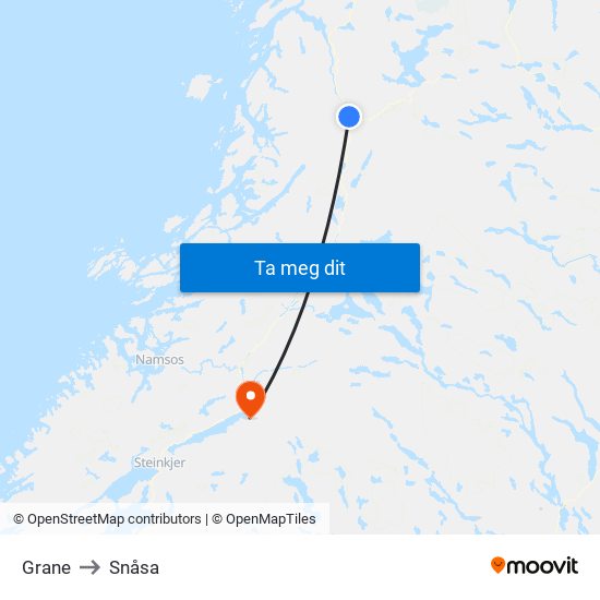 Grane to Snåsa map