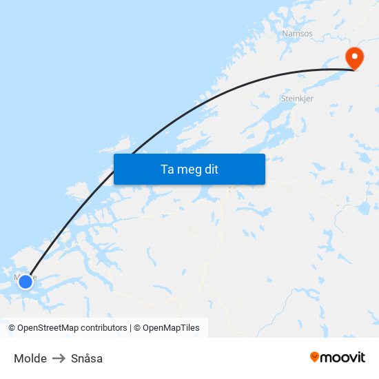 Molde to Snåsa map