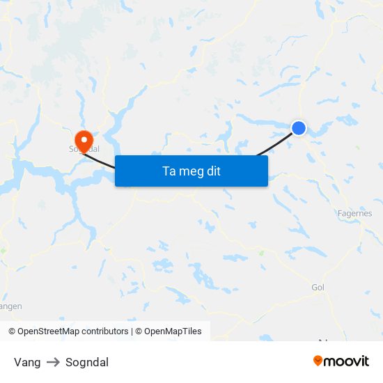 Vang to Sogndal map