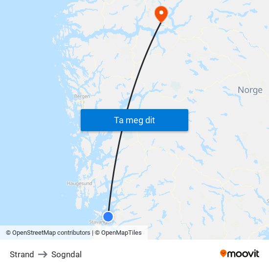 Strand to Sogndal map