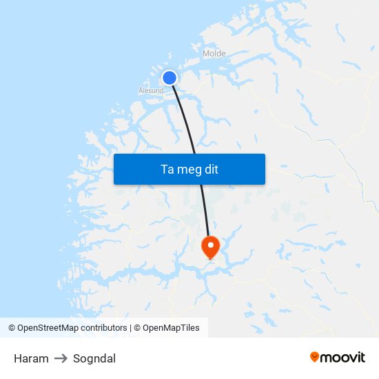 Haram to Sogndal map
