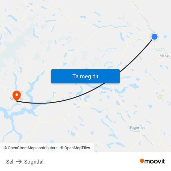 Sel to Sogndal map