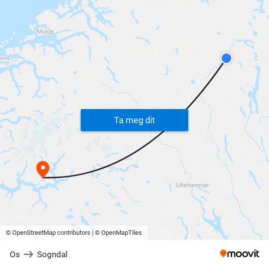 Os to Sogndal map