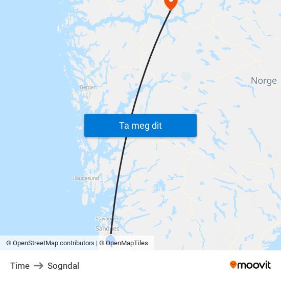 Time to Sogndal map