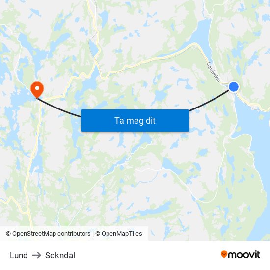 Lund to Sokndal map