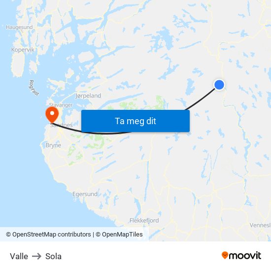 Valle to Sola map