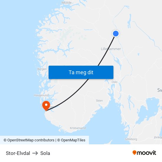 Stor-Elvdal to Sola map