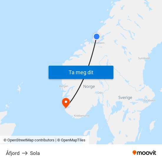 Åfjord to Sola map