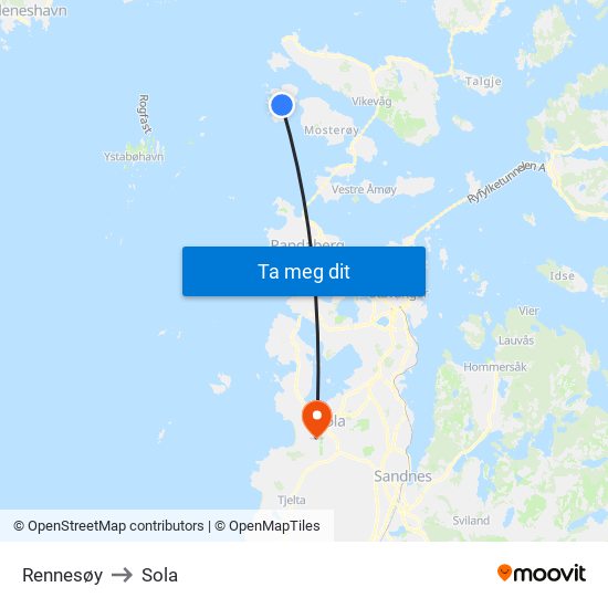 Rennesøy to Sola map