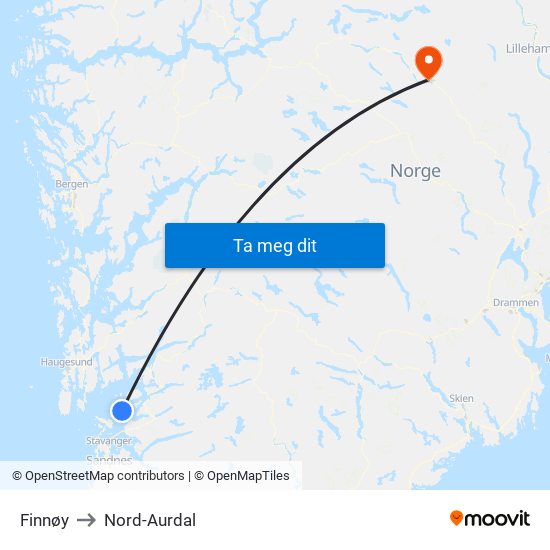Finnøy to Nord-Aurdal map