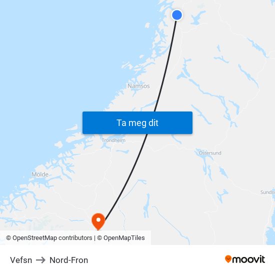 Vefsn to Nord-Fron map
