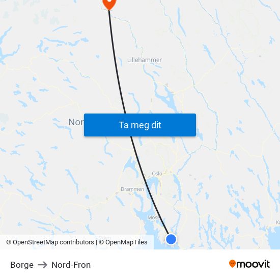 Borge to Nord-Fron map